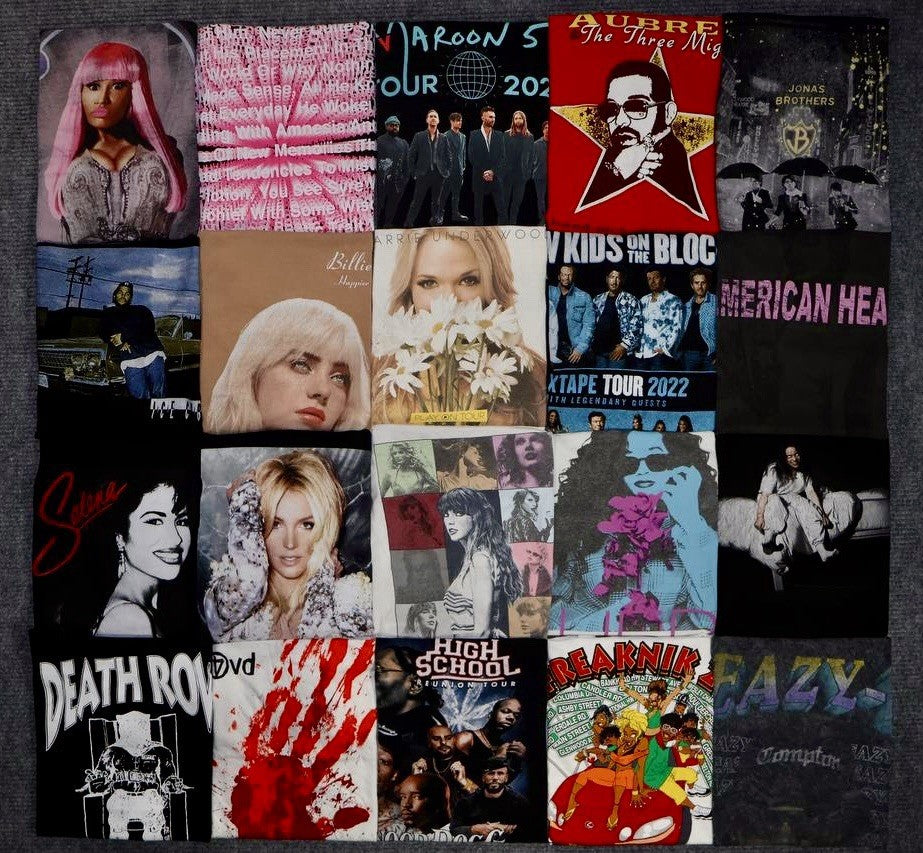 Hip Hop & Pop Band T-Shirts Lot 20 Mix Sizes Tee Bundle T Shirt Travis Scott Rap